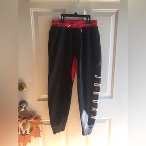 Black and Red Jumpman Air Fleece Track Pants Size Medium Boys